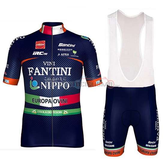 Abbigliamento Ciclismo Nippo Vini Fantini Europa Ovini Manica Corta 2018 Spento Blu